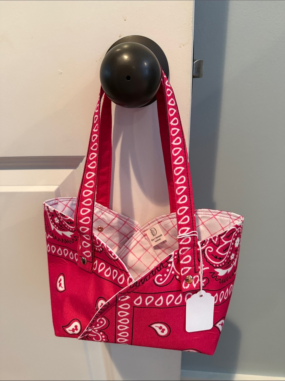 Pink Bandana-Print Tote Bag for Women